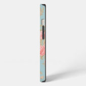 ピンクのバラの花柄 iPhoneケース (左側面)
