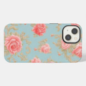 ピンクのバラの花柄 iPhoneケース (裏面横)