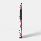 ピンクのバラの花柄 iPhoneケース (左側面)