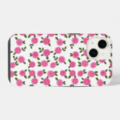 ピンクのバラの花柄 iPhoneケース (裏面横)