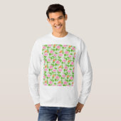 ピンクのバラの花柄 Tシャツ (正面フル)
