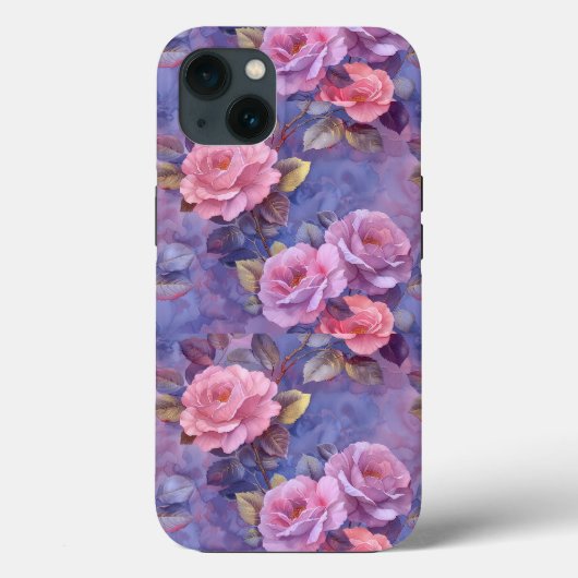 ピンクのバラの花柄iPhoneケース カバー 花 (裏面)