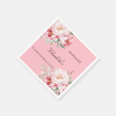 ピンクのバラの花模様エレガント確認 スタンダードカクテルナプキン (角)
