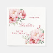 ピンクのバラの花模様エレガント誕生日 スタンダードカクテルナプキン (正面)