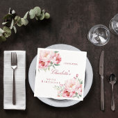 ピンクのバラの花模様エレガント誕生日 スタンダードカクテルナプキン