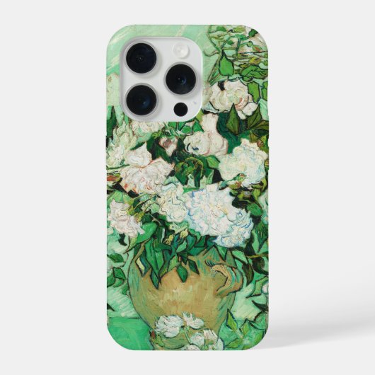 ピンクのバラの花瓶、フィンセント・ファン・ゴッホ iPhoneケース (裏面)