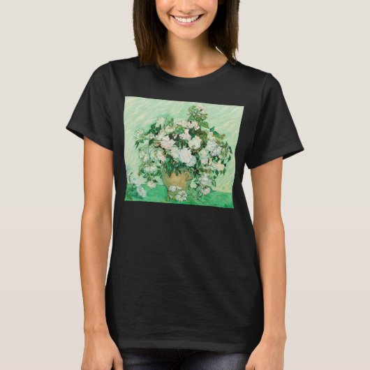 ピンクのバラの花瓶、フィンセント・ファン・ゴッホ Tシャツ (正面)