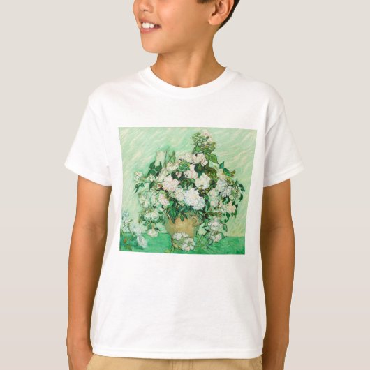 ピンクのバラの花瓶、フィンセント・ファン・ゴッホ Tシャツ (正面)