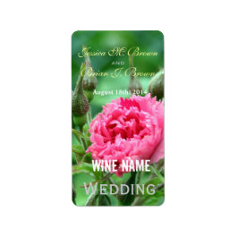 ピンクのバラの花結婚のワインラベル。 ラベル