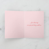 ピンクのバラの花芽の結婚式のお礼カード サンキューカード (内部)