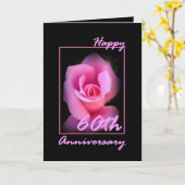 ピンクのバラの花芽の60周年結婚記念カード カード (黄色い花)