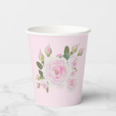 ピンクのバラの花輪 ネーム テキスト 紙コップ 結婚式 (裏面)