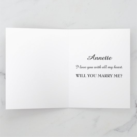 ピンクのバラの花開くパーソナライズされた結婚プロポーズ カード (内部)