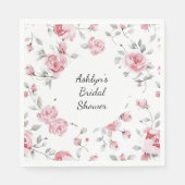 ピンクのバラの花飾り ブライズシャワー スタンダードランチョンナプキン (正面)