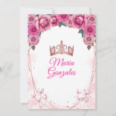 ピンクのバラの花飾り ミス・キンセ 15歳の誕生日 クインセアニェラ 招待状 (裏面)