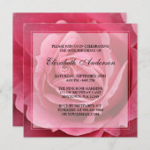 ピンクのバラの花80th誕生日パーティー 招待状 (正面/裏面)