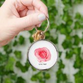 ピンクのバラの花 キーホルダー (手)
