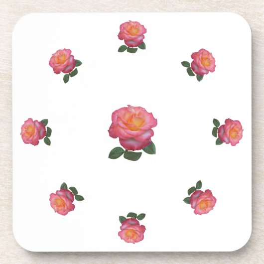 ピンクのバラの花 コースター (正面)
