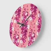 ピンクのバラの花：シームレスな背景。 ラージ壁時計 (傾斜)