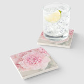 ピンクのバラの花 ストーンコースター (横)