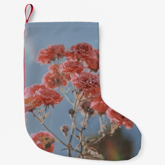 ピンクのバラの花 スモールクリスマスストッキング (正面)