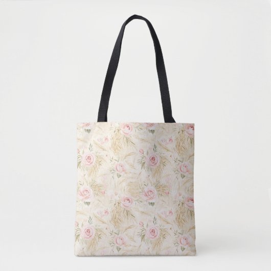 ピンクのバラの花 トートバッグ (正面)