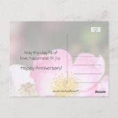 ピンクのバラの花　ハッピー記念日 ポストカード (裏面)