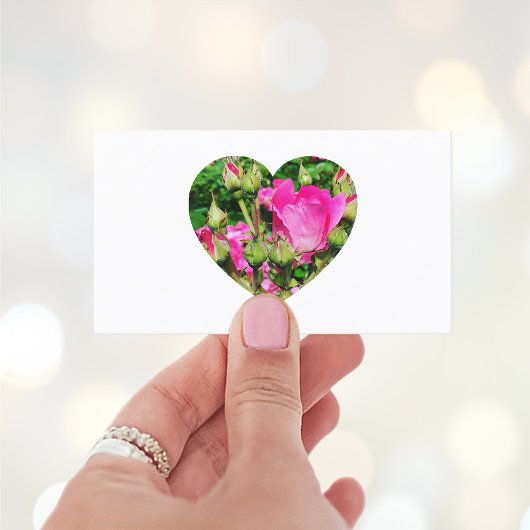 ピンクのバラの花 ハート型の写真 名刺