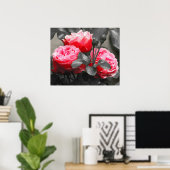 ピンクのバラの花:ピンク色ポップ・アートの ポスター (ホームオフィス)