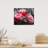 ピンクのバラの花:ピンク色ポップ・アートの ポスター (キッチン)