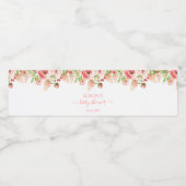 ピンクのバラの花 フラワー グリーン ガール ベビーシャワー ペットボトルラベル (シングルラベル)