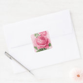 ピンクのバラの花 フラワー ヴィンテージ スクエアシール (封筒)