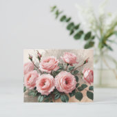 ピンクのバラの花 ポストカード (スタンド正面)