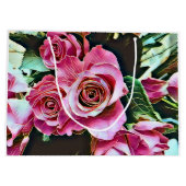 ピンクのバラの花 ラージペーパーバッグ (裏面)