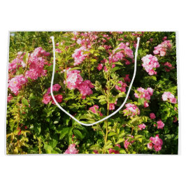 ピンクのバラの花  ラージペーパーバッグ