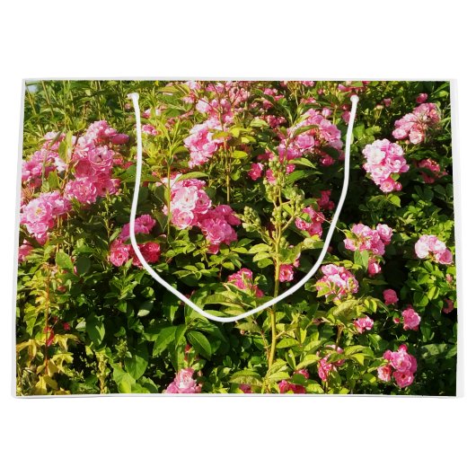 ピンクのバラの花  ラージペーパーバッグ (正面)