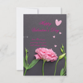 ピンクのバラの花 - ロマンチックなバレンタインカード サンキューカード