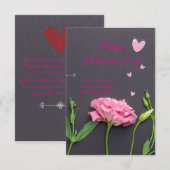 ピンクのバラの花 – ロマンチックなバレンタインカード サンキューカード (正面/裏面)