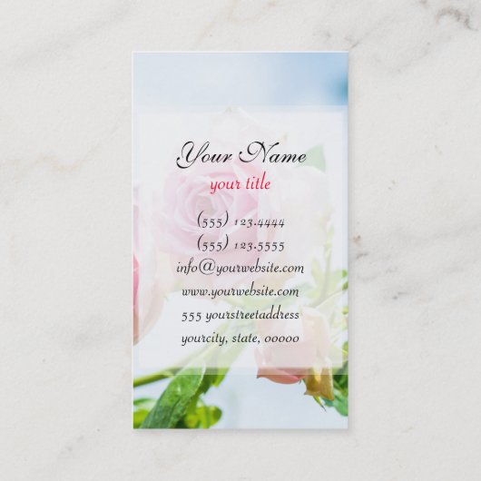 ピンクのバラの花 名刺 (裏面)