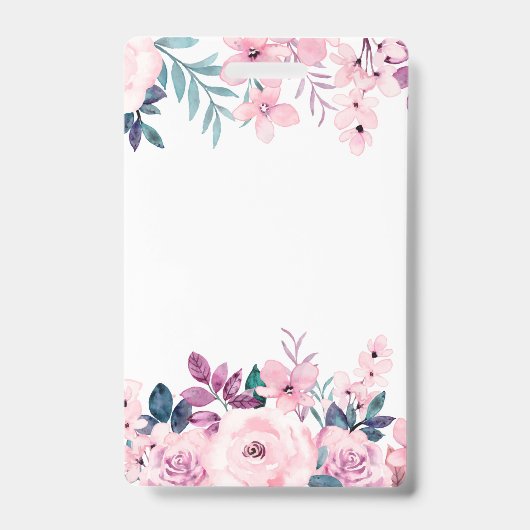 ピンクのバラの花 春の花の美しいデザイン バッジ (正面)