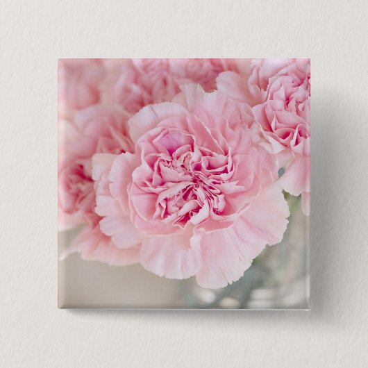 ピンクのバラの花 缶バッジ (正面)