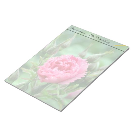 ピンクのバラの花、花の写真。 ノートパッド (アングル)