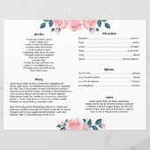 ピンクのバラの花 |葬儀プログラムテンプレート (裏面)