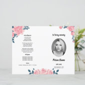 ピンクのバラの花 |葬儀プログラムテンプレート (スタンド正面)