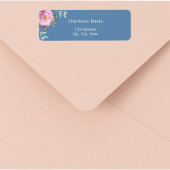 ピンクのバラの花 飾り 青い返送先住所 ラベル