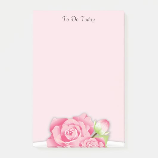 ピンクのバラの花 To Do リスト ポストイット (正面)