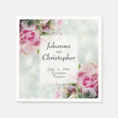 ピンクのバラの芽と牡丹エレガントな結婚式 スタンダードカクテルナプキン (正面)