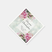 ピンクのバラの芽と牡丹エレガントな結婚式 スタンダードカクテルナプキン (角)