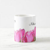 ピンクのバラの芽のマグ コーヒーマグカップ (中央)