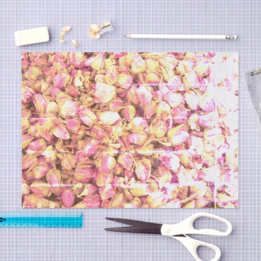 ピンクのバラの芽の写真プリントカスタムのデカップクラフト 薄葉紙 (クラフト)